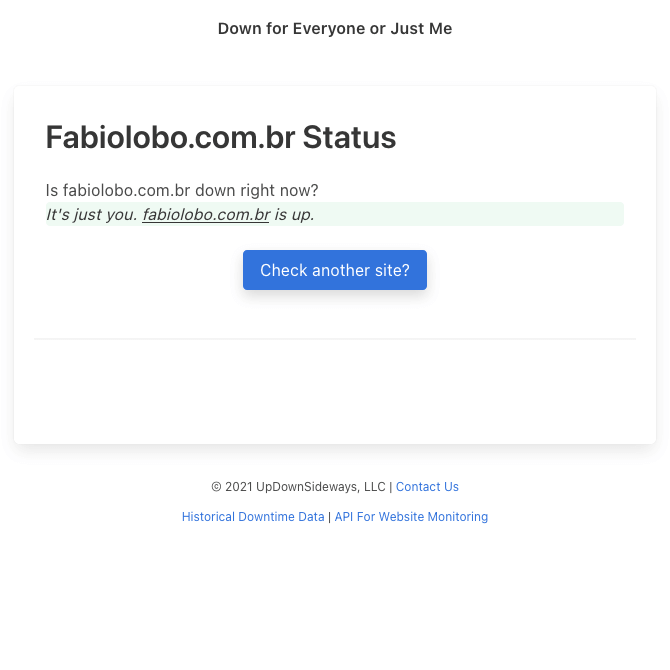 printscreen do site Down for Everyone or Just Me com resultado do teste