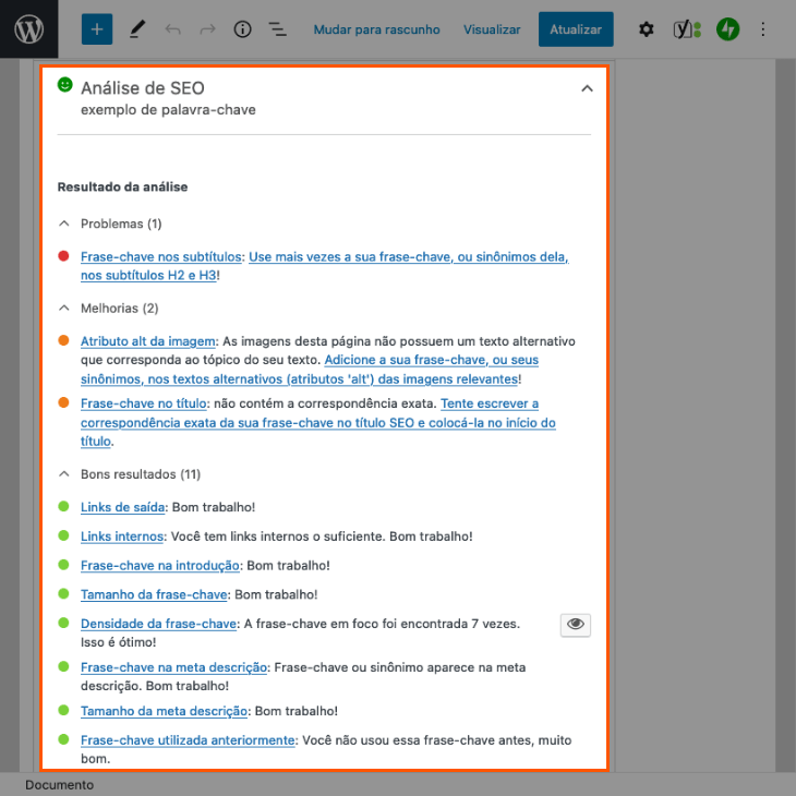 printscreen de análise SEO