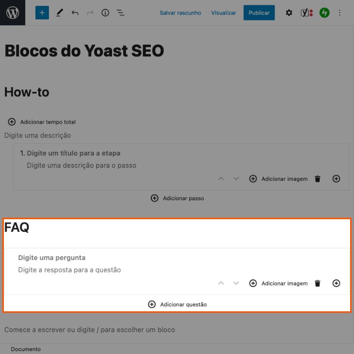 printscreen de bloco faq