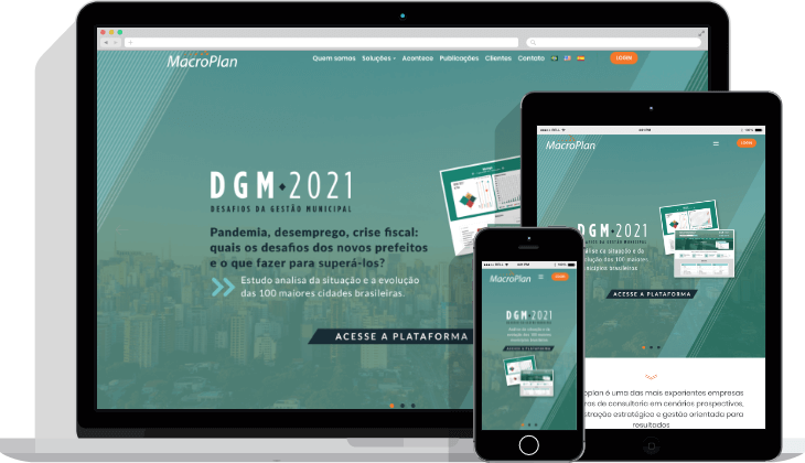 Macroplan em um laptop, tablet e smartphone