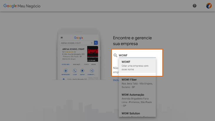 printscreen de tela de cadastro do google meu negócio