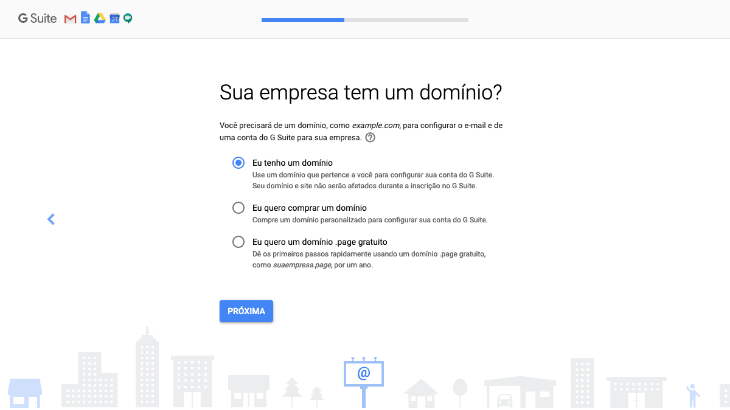 printscreen de cadastro no g suite