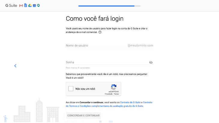 printscreen de cadastro no g suite