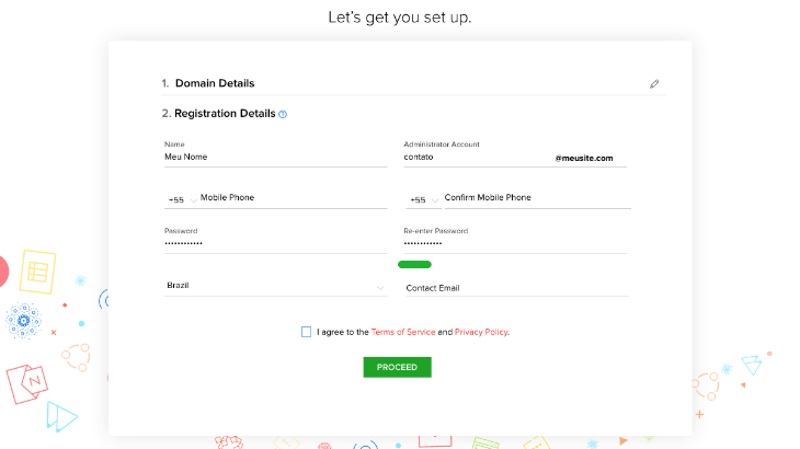 printscreen de cadastro no zoho mail