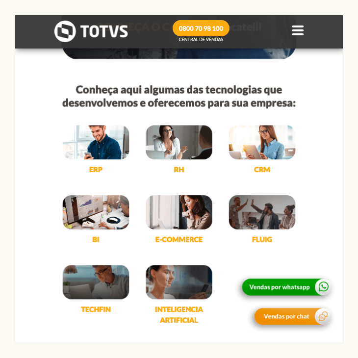 printscreen de lista de serviços